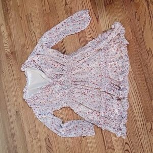 Beige Printed Mini Dress with Ruffles Size S